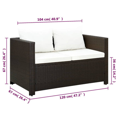 Set da Bistrot 3 pz con Cuscini in Polyrattan Marone | homemem39