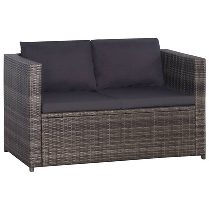 Set da Bistrot 3 pz con Cuscini in Polyrattan Grigio - homemem39