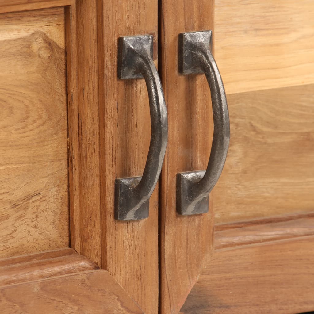 Mobile Porta TV in Teak Recuperato e Acciaio 120x30x40 cm - homemem39