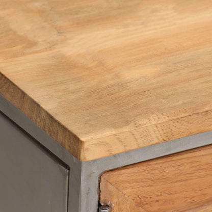 Mobile Porta TV in Teak Recuperato e Acciaio 120x30x40 cm - homemem39