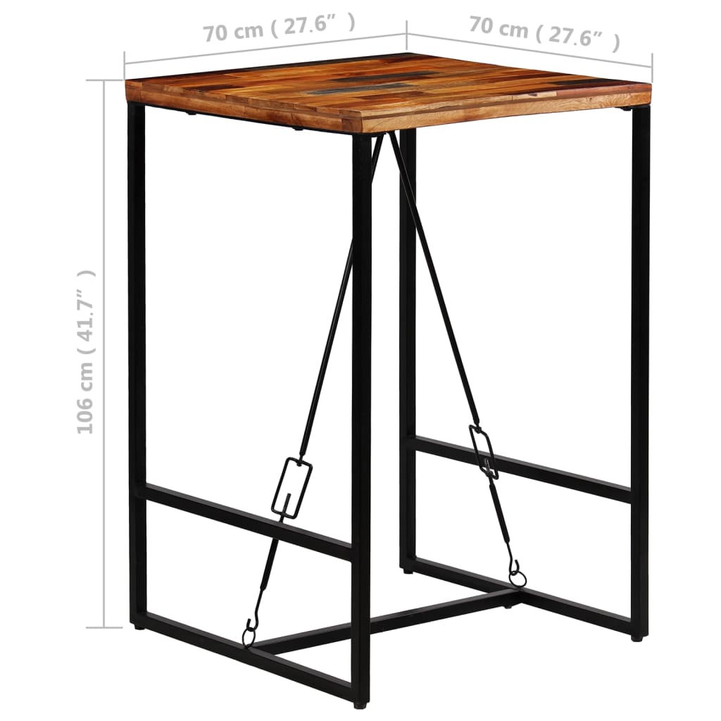 Tavolino da Bar in Legno Massello di Recupero 70x70x106cm - homemem39