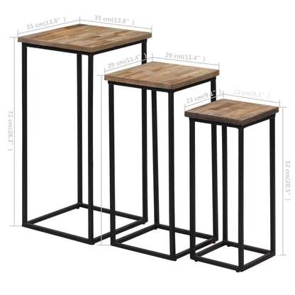 Set Tavolini per Piante 3 pz in Legno di Teak Recuperato | homemem39