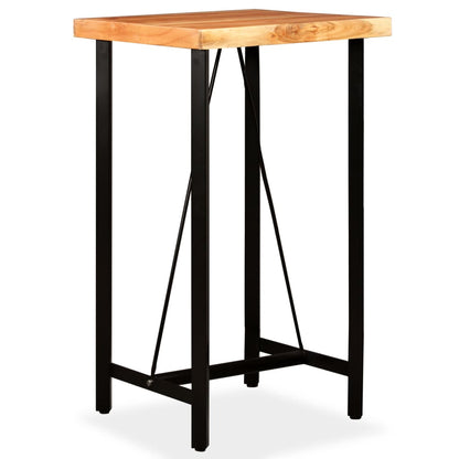 Set da Bar 3 pz in Legno Massello Acacia in Pelle Vera e Tela