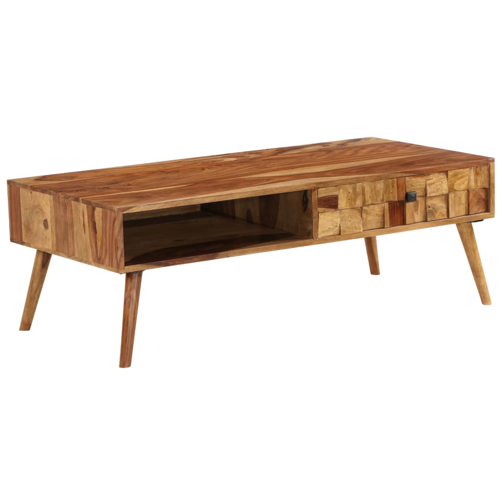 Tavolino da Caffè Legno Massello con Finitura Ambra 110x50x37cm | homemem39