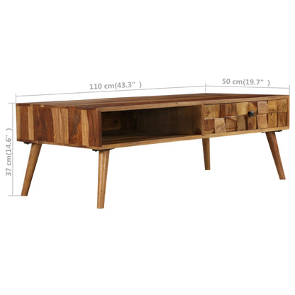Tavolino da Caffè Legno Massello con Finitura Ambra 110x50x37cm | homemem39