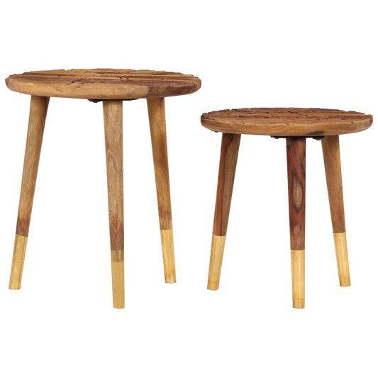 Tavolini da Salotto 2 pz in Legno Massello | homemem39