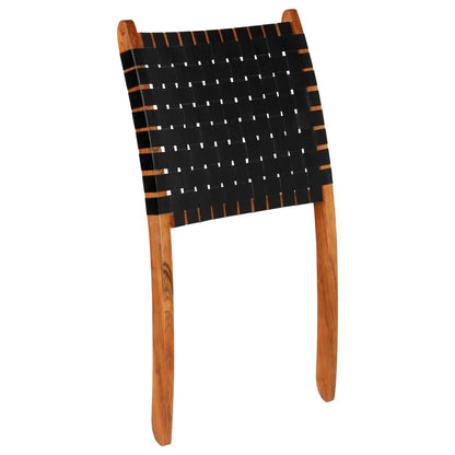 Sedia Pieghevole a Strisce Incrociate Nera in Vera Pelle | homemem39