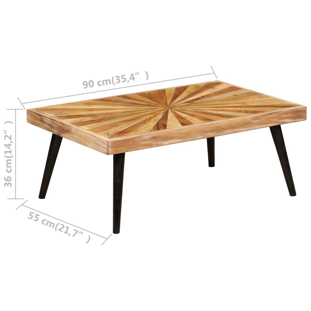 Tavolino da Salotto in Legno Massello di Mango 90x55x36 cm - homemem39