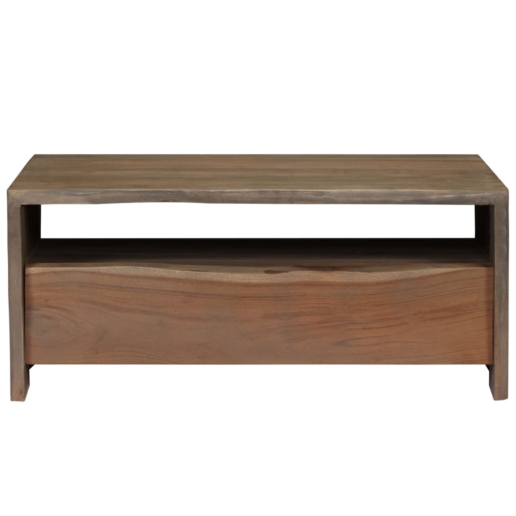 Tavolino da Caffè in Legno Massello di Acacia 90x50x40cm Grigio | homemem39