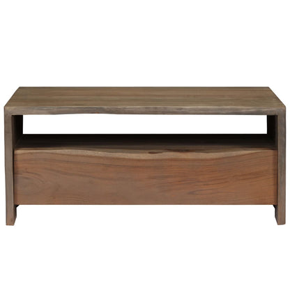 Tavolino da Caffè in Legno Massello di Acacia 90x50x40cm Grigio