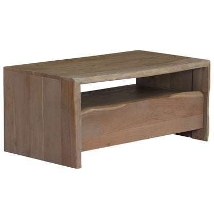 Tavolino da Caffè in Legno Massello di Acacia 90x50x40cm Grigio | homemem39