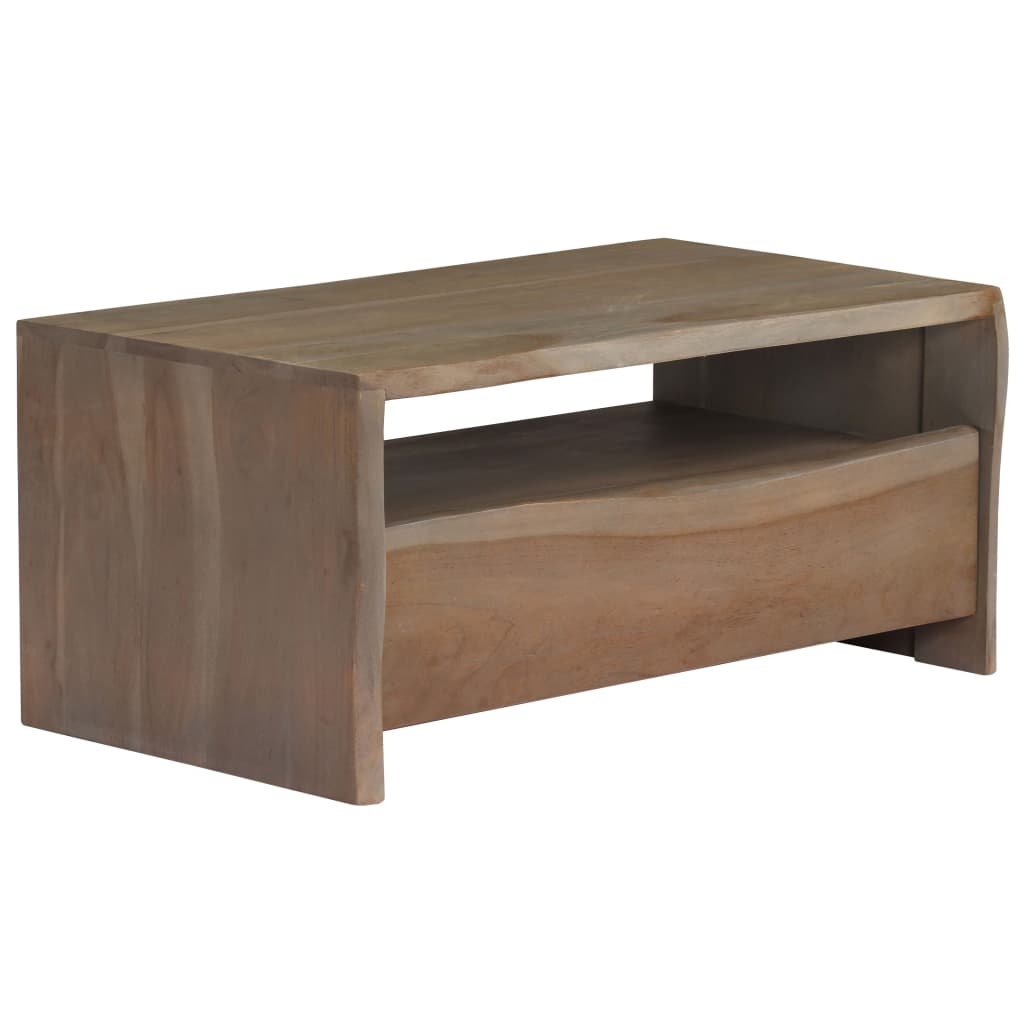Tavolino da Caffè in Legno Massello di Acacia 90x50x40cm Grigio