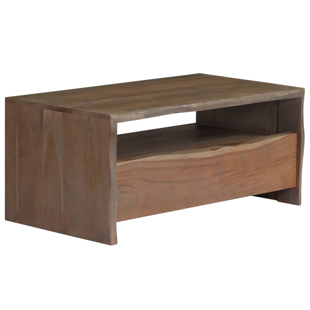Tavolino da Caffè in Legno Massello di Acacia 90x50x40cm Grigio