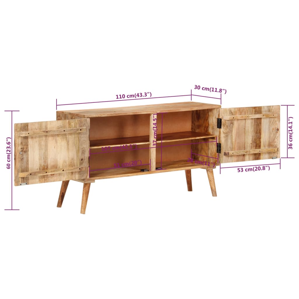 Credenza in Legno Massello di Mango 110x30x60 cm - homemem39