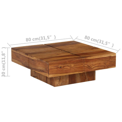 Tavolino da Salotto 80x80x30 cm in Legno Massello di Acacia | homemem39