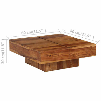 Tavolino da Salotto 80x80x30 cm in Legno Massello di Acacia