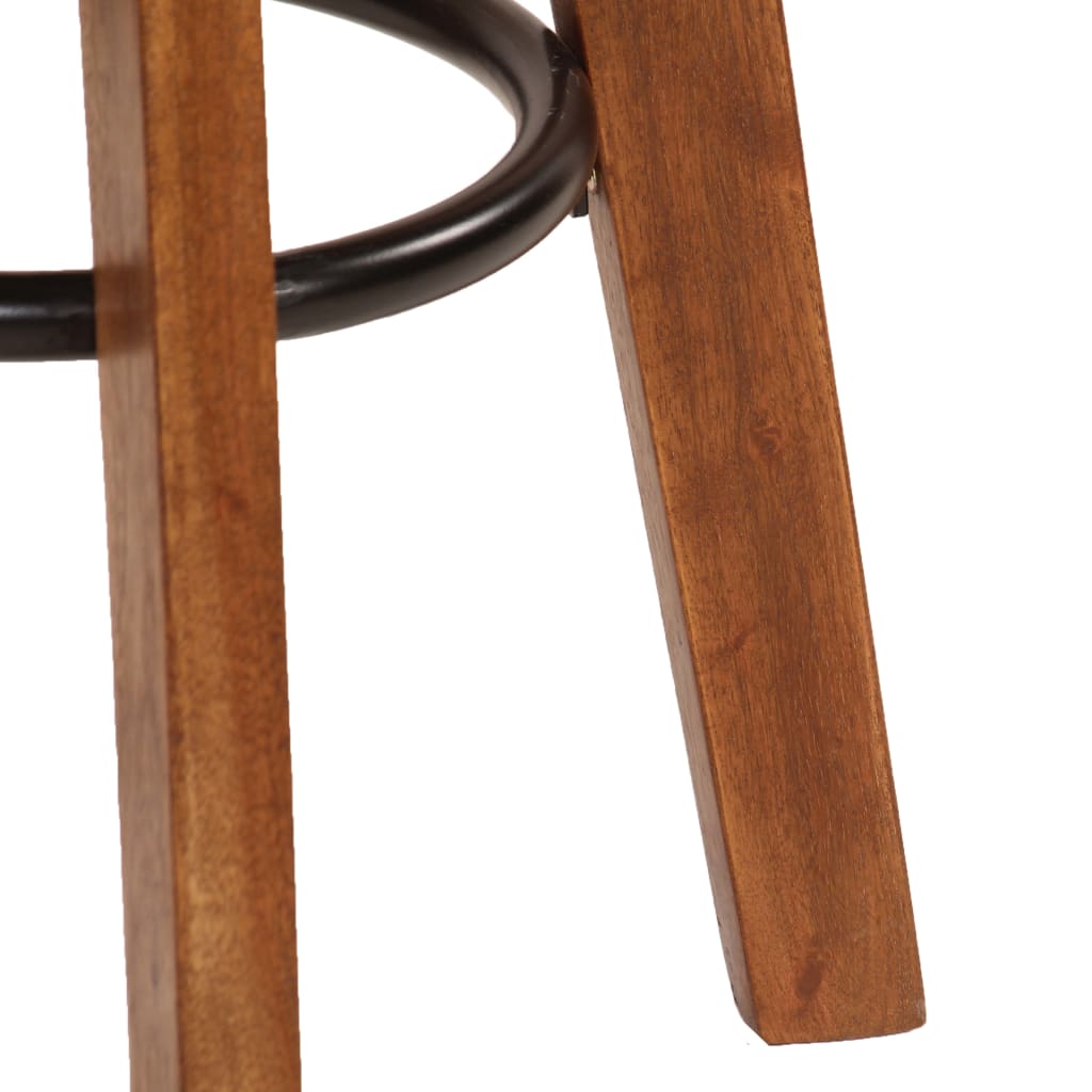 Bar Stools 2 pcs in Genuine Leather and Solid Acacia Wood