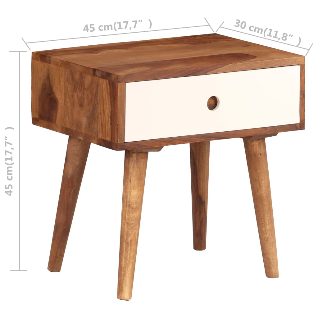 Comodino in Legno Massello di Acacia 45x30x45 cm | homemem39