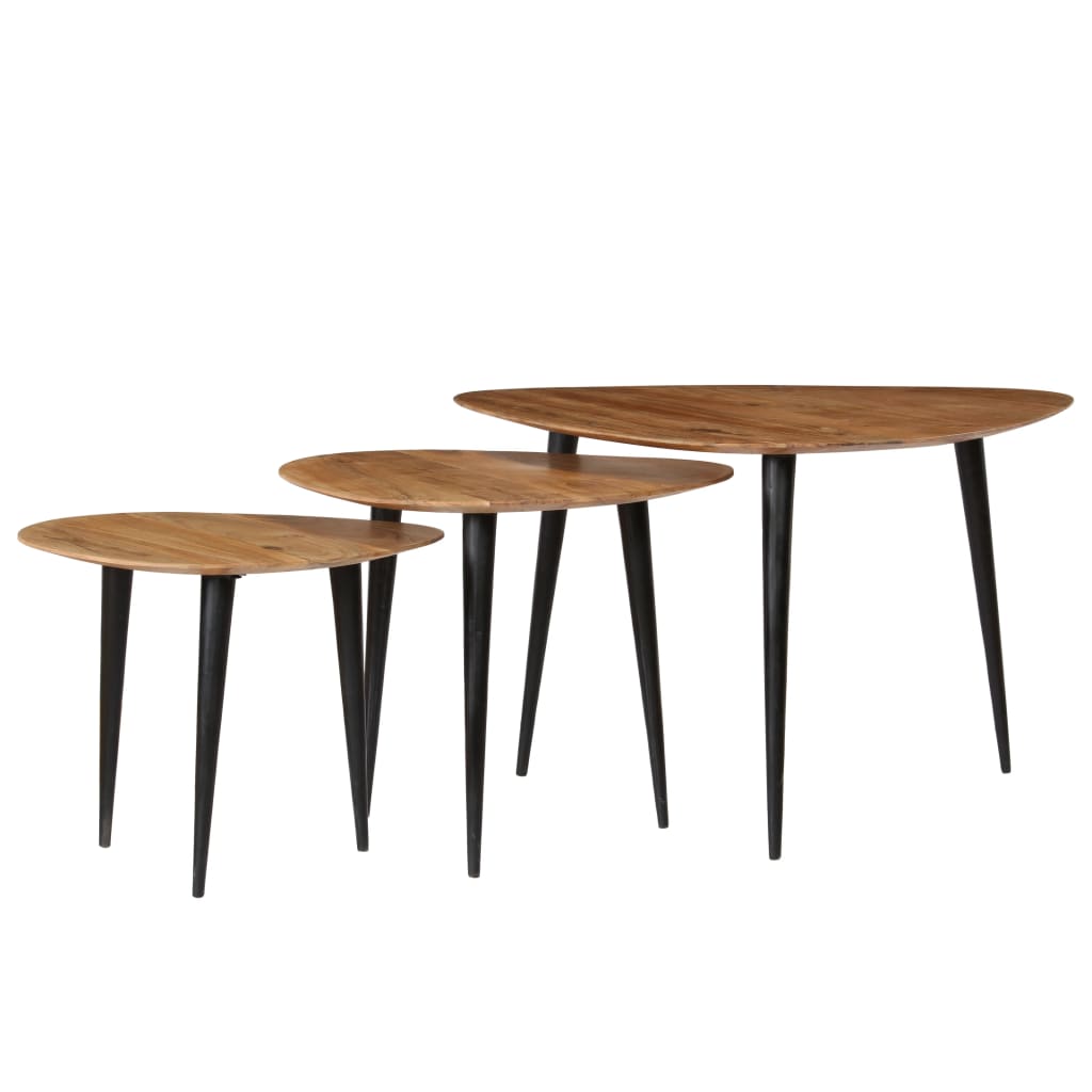 Set Tavolini da Salotto 3 pz in Legno Massello d'Acacia | homemem39