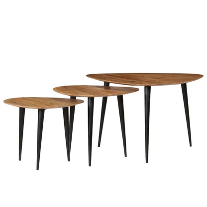 Set Tavolini da Salotto 3 pz in Legno Massello d'Acacia | homemem39