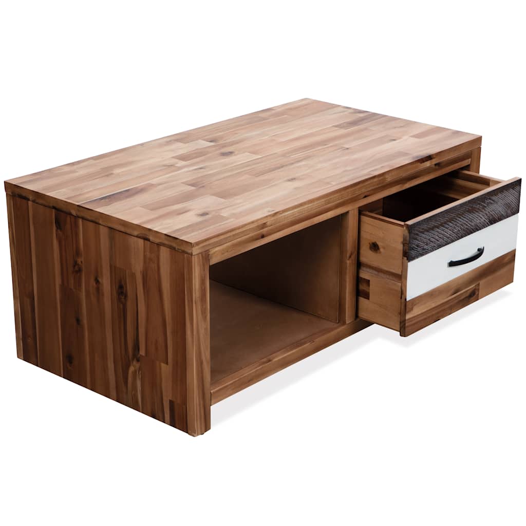 Tavolino da Salotto in Legno Massello d'Acacia 90x50x37,5 cm