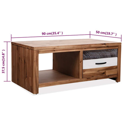 Tavolino da Salotto in Legno Massello d'Acacia 90x50x37,5 cm