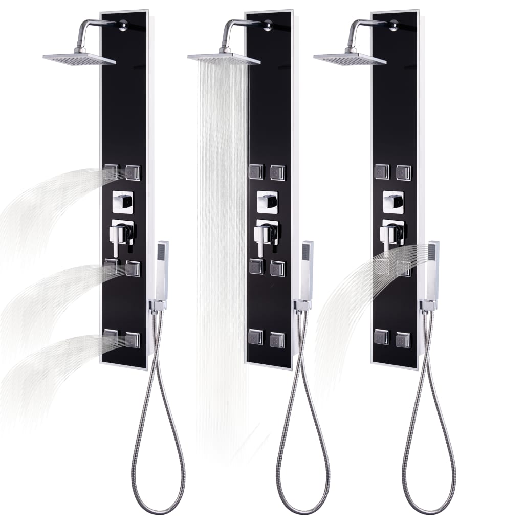 Pannello Doccia in Vetro 18x42,1x120 cm Nero - homemem39