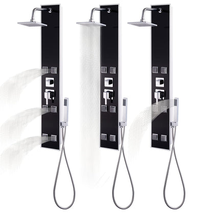 Pannello Doccia in Vetro 18x42,1x120 cm Nero - homemem39