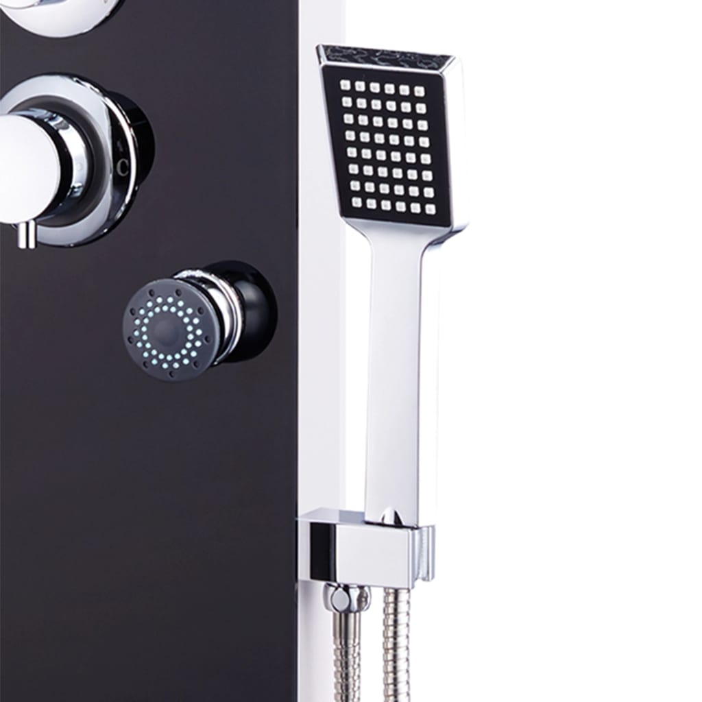 Pannello Doccia in Vetro 25x44,6x130 cm Nero - homemem39