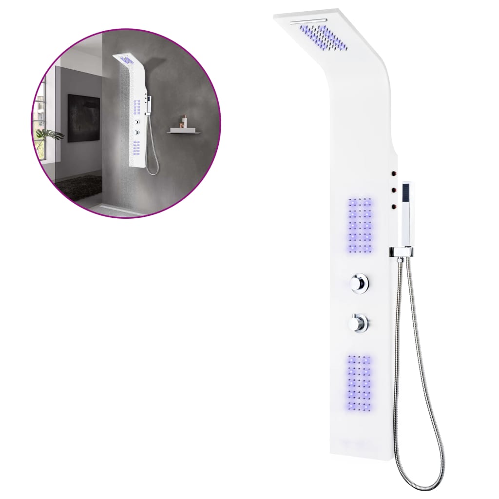 Pannello Doccia in Alluminio 20x44x130 cm Bianco - homemem39