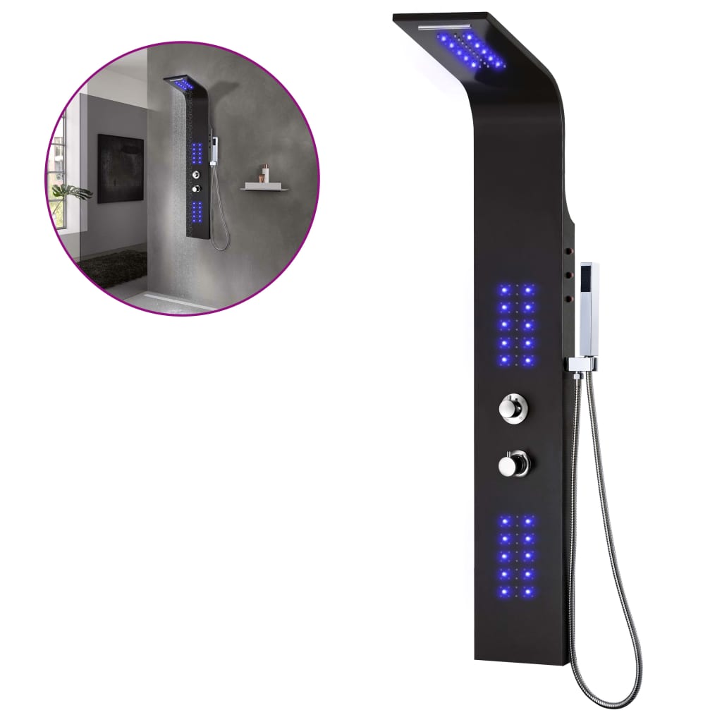 Pannello Doccia in Alluminio 20x44x130 cm Nero - homemem39