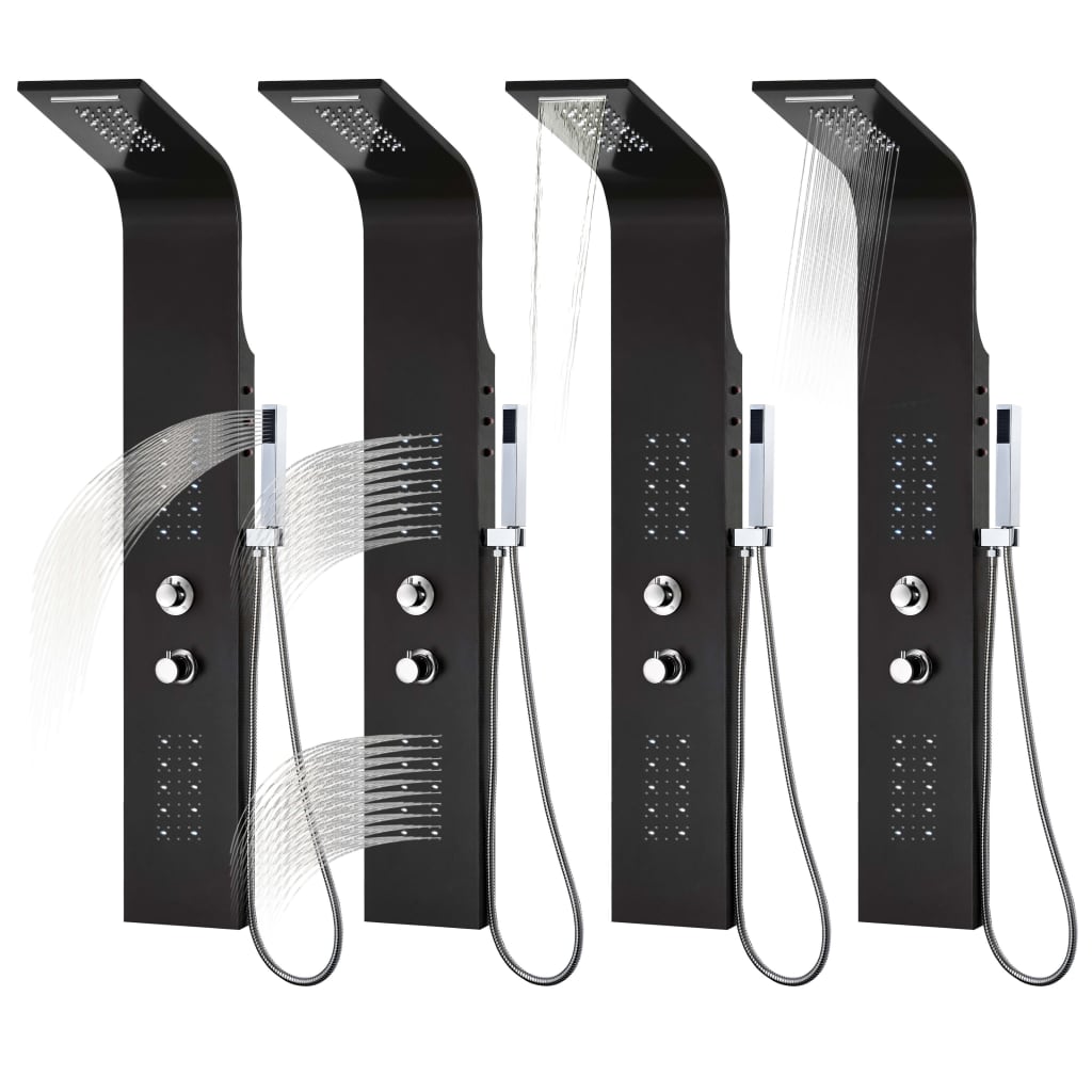 Pannello Doccia in Alluminio 20x44x130 cm Nero - homemem39