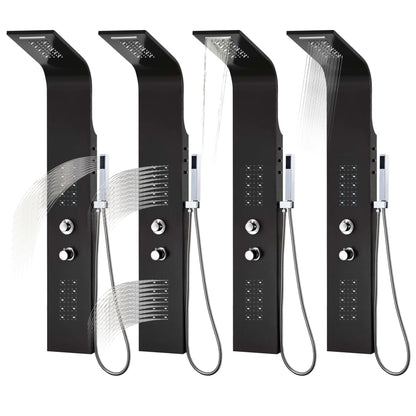 Pannello Doccia in Alluminio 20x44x130 cm Nero - homemem39