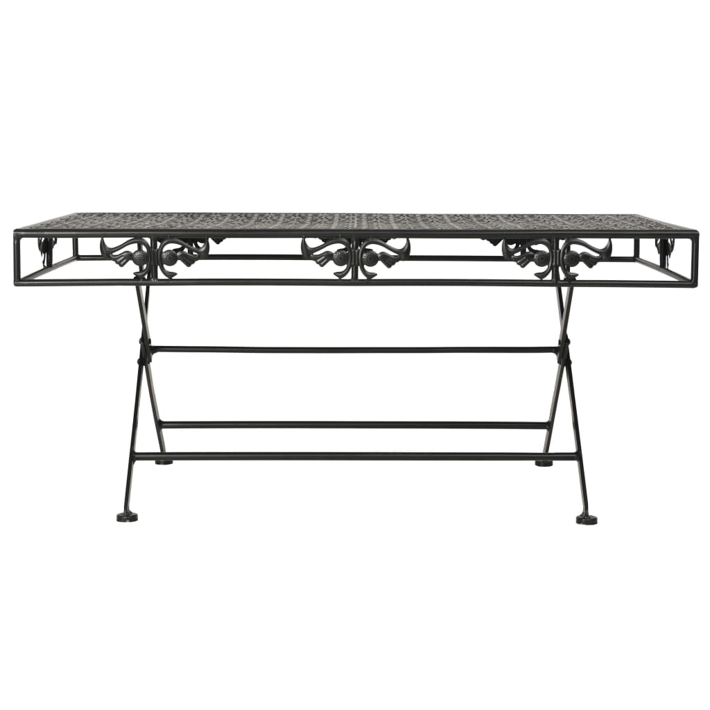 Tavolino da Salotto Pieghevole Vintage Metallo 100x50x45cm Nero