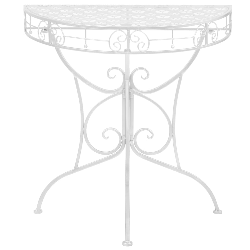 Tavolino Vintage in Metallo Semicircolare 72x36x74 cm Argento | homemem39