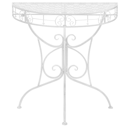 Tavolino Vintage in Metallo Semicircolare 72x36x74 cm Argento | homemem39