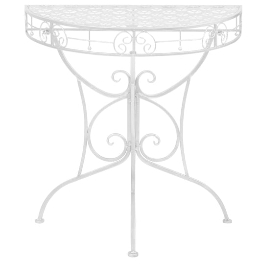 Tavolino Vintage in Metallo Semicircolare 72x36x74 cm Argento | homemem39