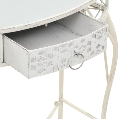 Tavolino Laterale in Stile Francese in Metallo 82x39x76 Bianco | homemem39