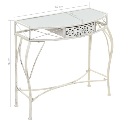 Tavolino Laterale in Stile Francese in Metallo 82x39x76 Bianco | homemem39