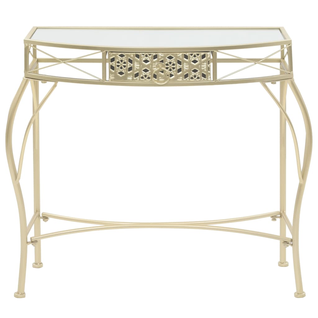 Tavolino Laterale in Stile Francese in Metallo 82x39x76 cm Oro - homemem39
