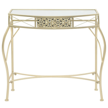Tavolino Laterale in Stile Francese in Metallo 82x39x76 cm Oro - homemem39