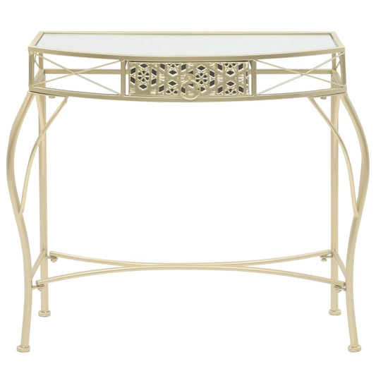 Tavolino Laterale in Stile Francese in Metallo 82x39x76 cm Oro - homemem39