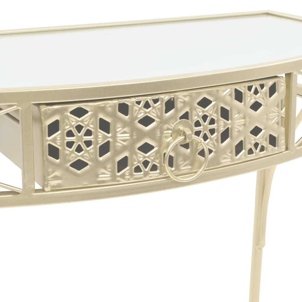Tavolino Laterale in Stile Francese in Metallo 82x39x76 cm Oro | homemem39