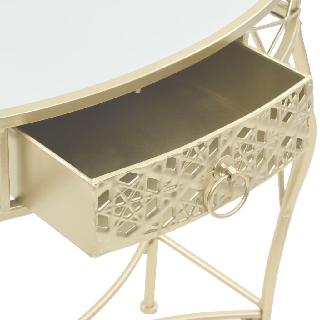 Tavolino Laterale in Stile Francese in Metallo 82x39x76 cm Oro - homemem39