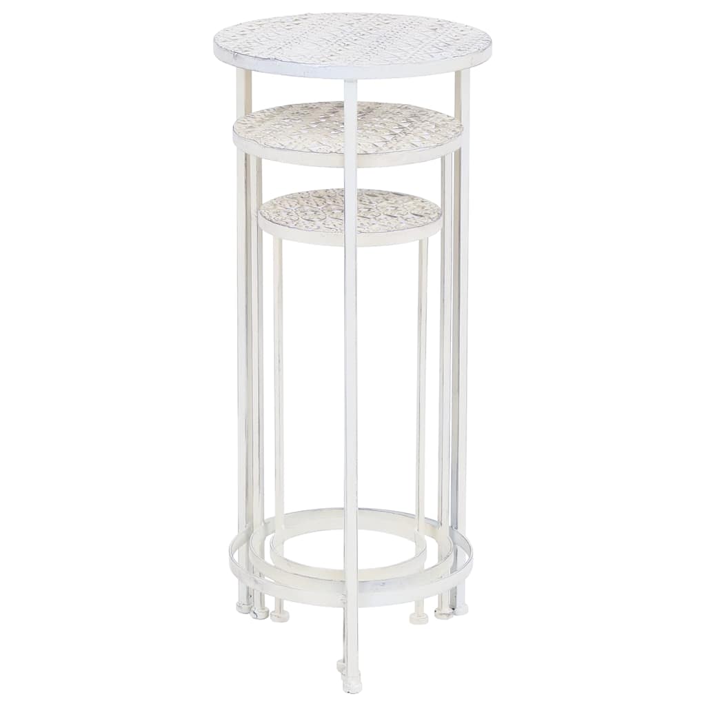 Set Piedistalli per Piante 3 pz Vintage Effetto Bianco Anticato | homemem39