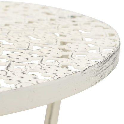Tavolino da Bar Vintage Circolare in Metallo 40x70cm Bianco | homemem39