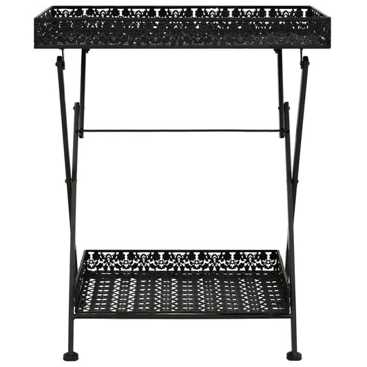 Tavolo da Tè Pieghevole Vintage Metallo 58x35x72 cm Nero | homemem39