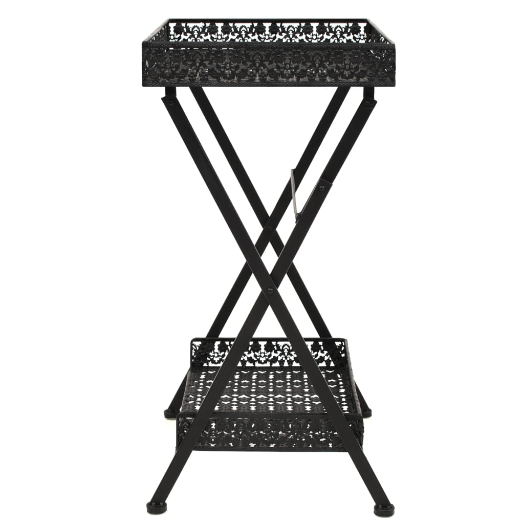 Tavolo da Tè Pieghevole Vintage Metallo 58x35x72 cm Nero | homemem39