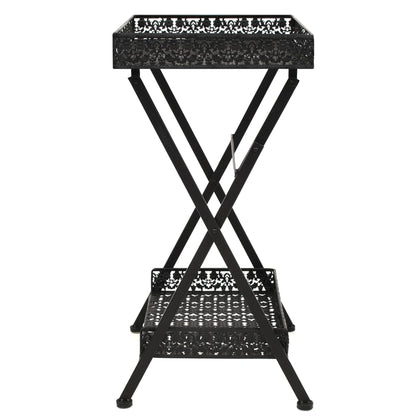 Tavolo da Tè Pieghevole Vintage Metallo 58x35x72 cm Nero | homemem39