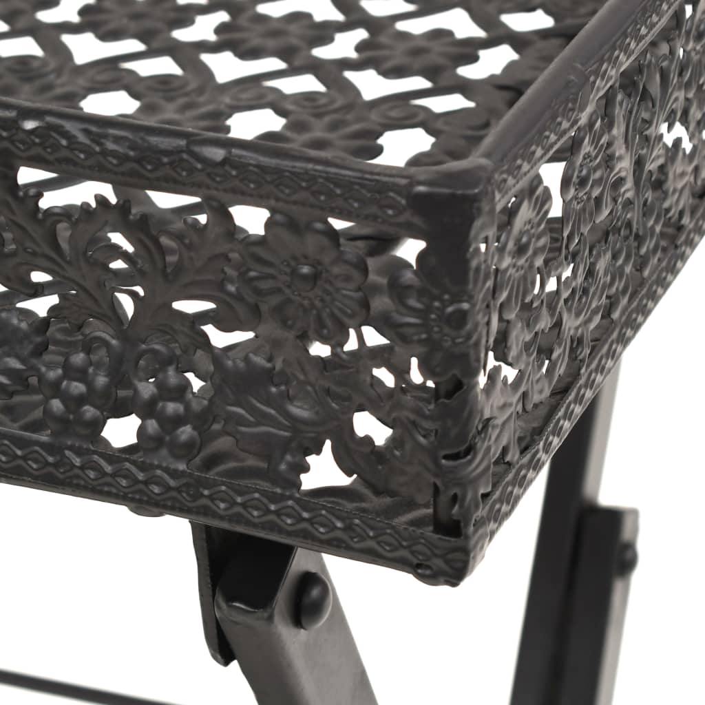 Tavolo da Tè Pieghevole Vintage Metallo 58x35x72 cm Nero | homemem39